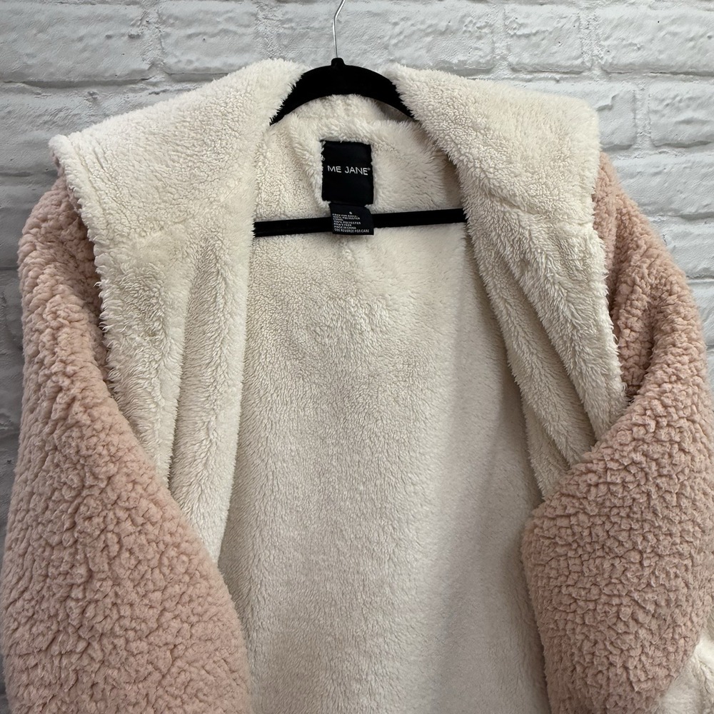 Me Jane Womens Sz S Pink Jacket Boho Faux Fur Fluffy Teddybear Sherpa Soft Coat - Picture 15 of 16